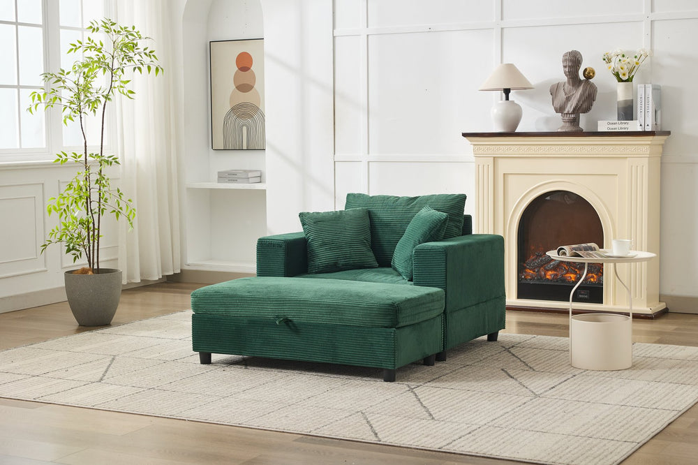 English Elm Chaise Lounge Chair With Removable Ottoman - Plush Modern Upholstered Sleeper For Living Spaces W1170P353051