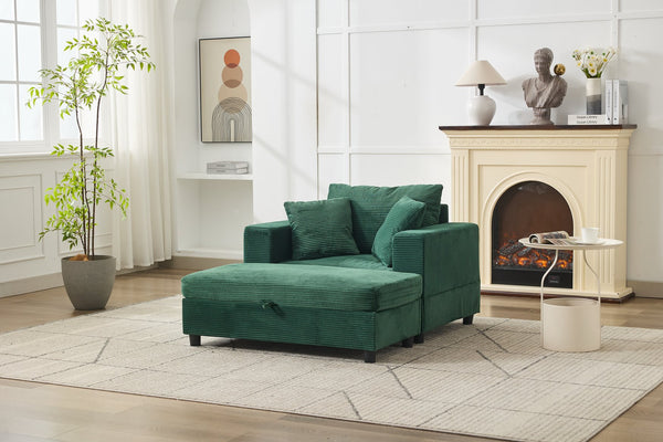 English Elm Chaise Lounge Chair With Removable Ottoman - Plush Modern Upholstered Sleeper For Living Spaces W1170P353051