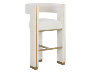 Sunpan Adamina Contemporary Barstool with Gold Stainless Steel Legs and Performance Fabric for Style Bar Height