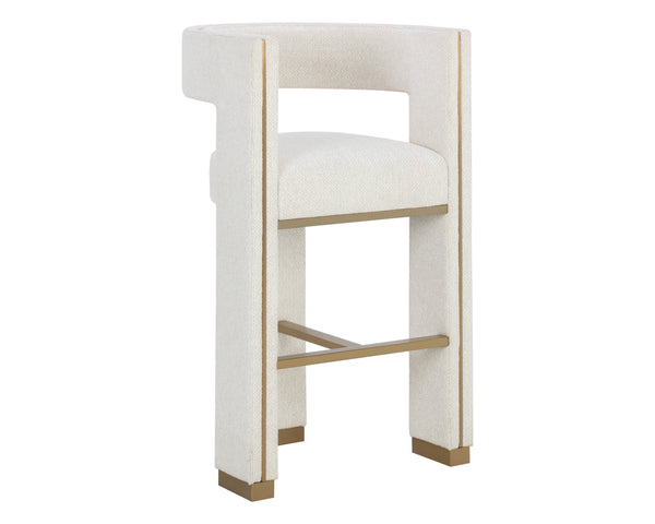 Sunpan Adamina Contemporary Barstool with Gold Stainless Steel Legs and Performance Fabric for Style Bar Height