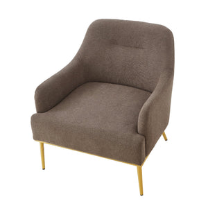 English Elm Modern Chenille Armchair with Curved Back Gold Legs Plush Accent Seat for Any Room Brown N763P360684D