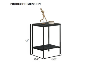 English Elm Rustic 3pc Table Set with Wrought Metal Abstract Side Panels Engineered Wood Tops Durable Charm Black 47 L x 21 W x 5 H B2741P392068