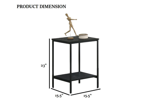English Elm Rustic 3pc Table Set with Wrought Metal Abstract Side Panels Engineered Wood Tops Durable Charm Black 47 L x 21 W x 5 H B2741P392068