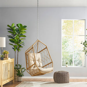 English Elm Christopher Knight Home® - TAMARA Cozy Brown Fabric Hanging Chair with 8ft Chain — Comfortable Patio Seat, Durable 32.8x25.8x15" 71694.00LTN