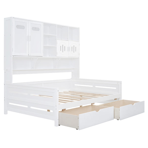 English Elm Full Size Wooden Daybed With Smart Storage, Stylish Cabinet, And Drawers For Modern Spaces N820S00016K