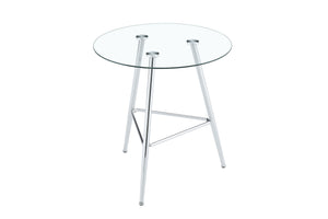 English Elm 36 Inch Round Glass Top Bar Table Chrome Tripod Base Modern Bistro Pub Style W3493P452043