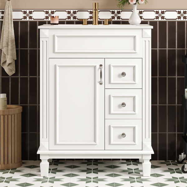 English Elm 24" Bathroom Vanity With Elegant Ceramic Sink, Stylish Storage, And Timeless French Design For Small Spaces N710P318989K