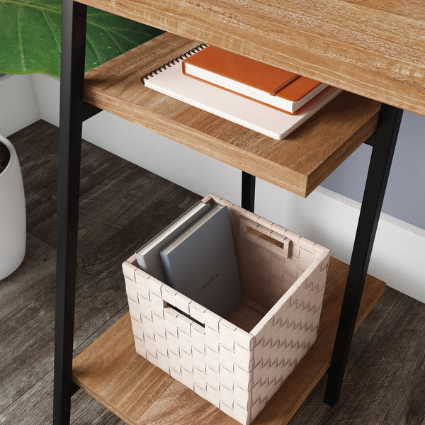 English Elm Desk With Stylish Hutch - Durable Brown Finish, Compact Design & Ample Storage For Modern Workspaces B356P367909