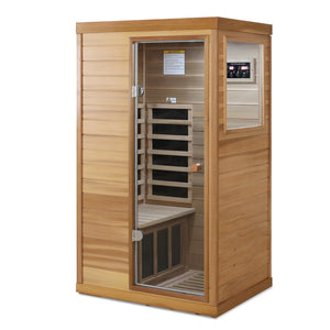 English Elm Red Cedar Single Person Far Infrared Indoor Sauna with Glass Door and Lcd Controls W632S00019