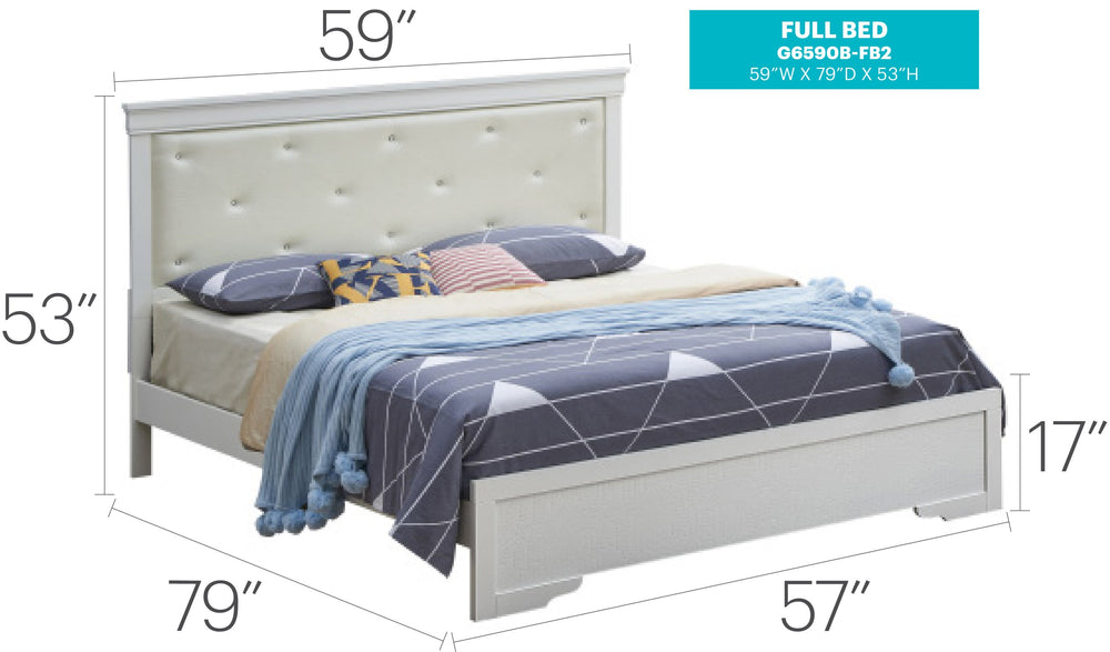 English Elm Elegant Full Bed In Silver Champagne - Transitional Design With Easy Assembly And Timeless Style B078S00450