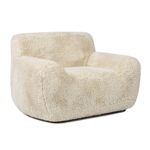English Elm Jennifer Taylor Home - Summit Overstuffed 49" Faux Mongolian Sheepskin Arm Chair in Cream Beige — Plush Luxury, Cozy Comfort B2719P238348