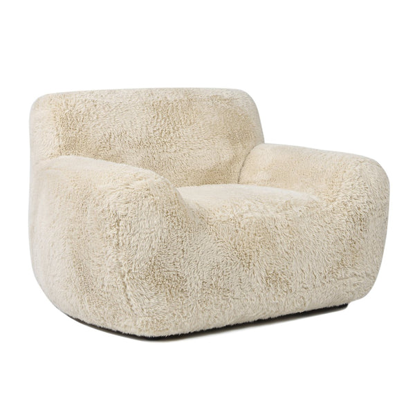 English Elm Jennifer Taylor Home - Summit Overstuffed 49" Faux Mongolian Sheepskin Arm Chair in Cream Beige — Plush Luxury, Cozy Comfort B2719P238348
