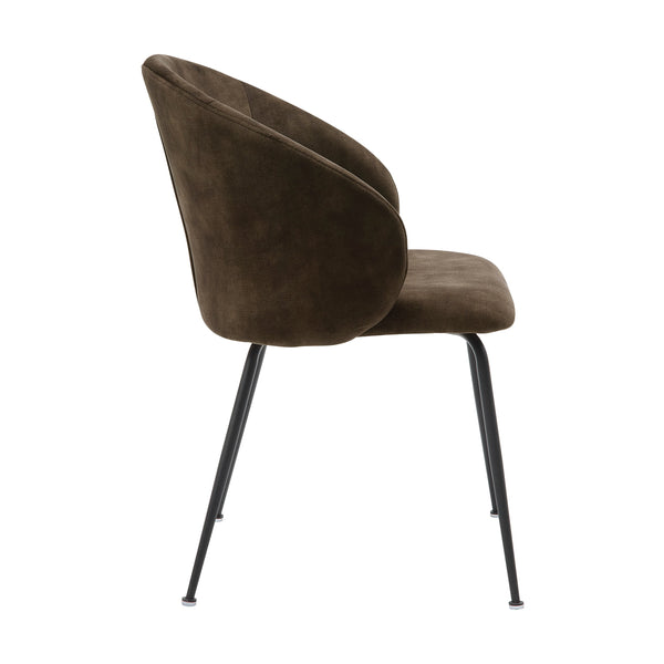 English Elm Brown Velvet Upholstered Dining Side Chair Set with Sleek Powder Coated Metal Legs Brown B011P243655