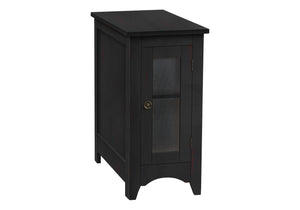 English Elm Accent 2-Tier Narrow End Table with Drawer and Shelf, Transitional Veneer Top, Solid Wood Legs for Compact Spaces Black 26 L x 24 W x 6 H B2710P219494