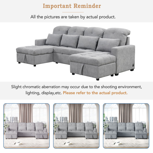 English Elm 101.2" Modular Chenille Sectional Sofa with Tufted Cushions and Deep Seating for Living Room N719S001750E