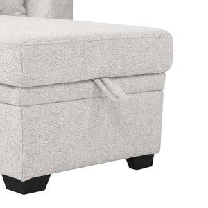 English Elm 76.5" Chenille Tufted Sectional Sleeper Sofa with Reversible Chaise and Hidden Storage B2748S00005
