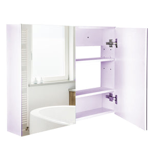 English Elm Double Mirrored Door Wall Cabinet Engineered Wood Bathroom Storage with Soft Close Hinges T3971P386659