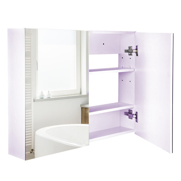 English Elm Double Mirrored Door Wall Cabinet Engineered Wood Bathroom Storage with Soft Close Hinges T3971P386659