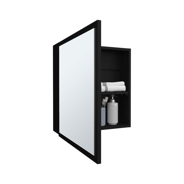 English Elm Duma Mirrored Medicine Cabinet 21.1" H x 19.7" W with Four Adjustable Shelves, Towel Rack & Easy Mounting Black 27.2 L x 24.9 W x 4.4 H B200P240245