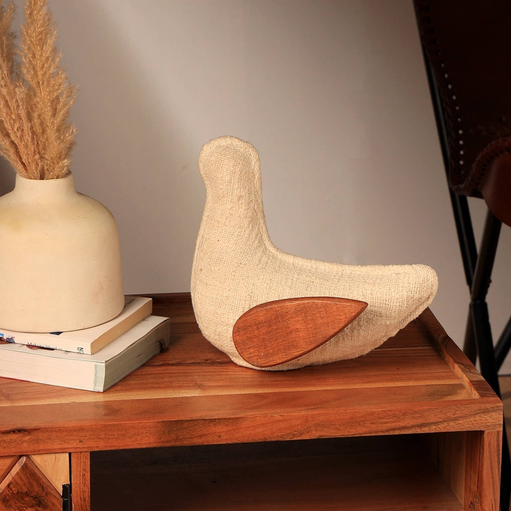 English Elm Ecomix Handcrafted Dove Figurine Sustainable Fabric Wings Sculptural Tabletop Decor B346P336950