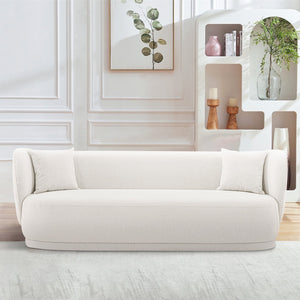 English Elm Siri 93" Upholstered Sofa with Pine Frame, Linen-Weave Fabric, High-Density Foam, 880lb Capacity Cream B365P398102
