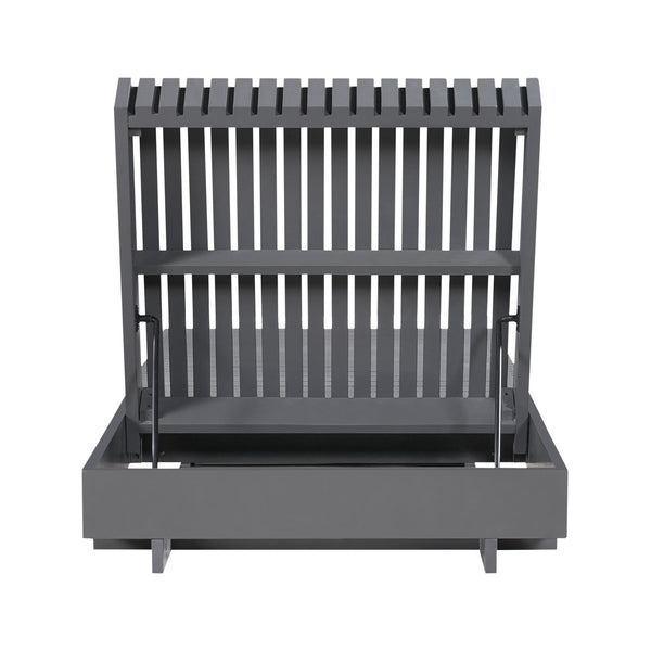 English Elm Modern Acacia Wood Outdoor Chaise Lounge Slatted Reclining Poolside Sun Chair Cream,Dark Grey N770P281696G_N770P208317C