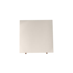 English Elm Utopia Lacquered 17" Square End Table with Solid Wood Splayed Legs, Sleek Durable Accent Piece Off White B365P398486