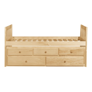 English Elm Twin/twin Trundle Captain Bed Solid Pine with Storage Drawers for Youth Bedrooms B011S02454