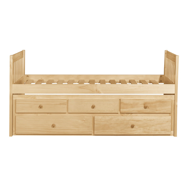English Elm Twin/twin Trundle Captain Bed Solid Pine with Storage Drawers for Youth Bedrooms B011S02454