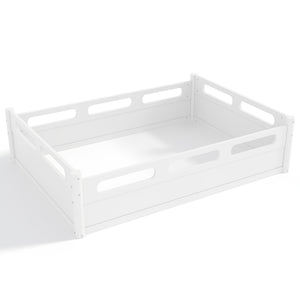 English Elm Twin Low Profile Floor Bed with Guardrails Pine Wood Frame Minimalist Bedroom White W1580P438792