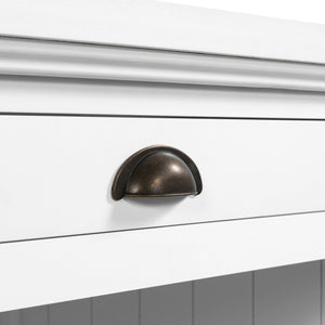 English Elm 67" White Executive Desk with Cabinet Storage Drawers and Usb Ports for Home Office N751S415499K