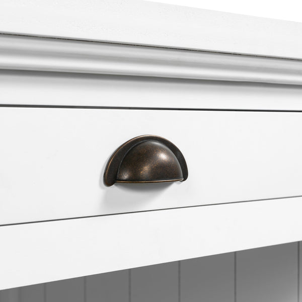 English Elm 67" White Executive Desk with Cabinet Storage Drawers and Usb Ports for Home Office N751S415499K