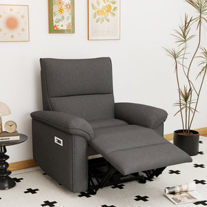 English Elm Wall Zero Wall Power Recliner Chair with Overstuffed Backrest, USB Type-C Charging Port, Space-Saving Electric Recliner for Small Rooms Dark Gray W1028S00055