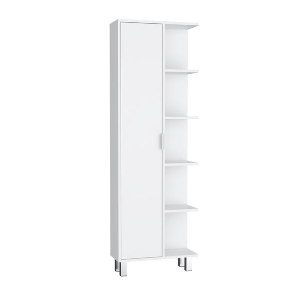 English Elm Keller Slim Linen Cabinet 63" H White – 1 Door, 9 Adjustable Shelves, Elegant Durable Storage Solution B097P199738