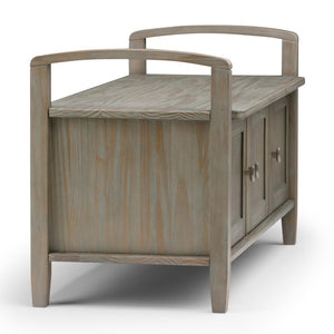 English Elm Warm Shaker Storage Bench - Handcrafted Entryway Organizer In Distressed Grey With Spacious Seating B136P159723-GIGA