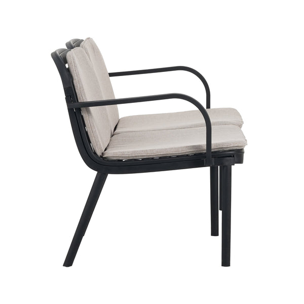 English Elm Christopher Knight Home® - Luna Modern Outdoor Patio 3-Piece Chat Set with UV-Resistant PP Frame and Breathable Cushions Beige,Black LUNA3PCSETB