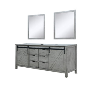English Elm Ash Grey Double Bath Vanity 80" W x 22" D with Two Sinks, Mirrors & Ample Storage, Fully Assembled B2731S00928