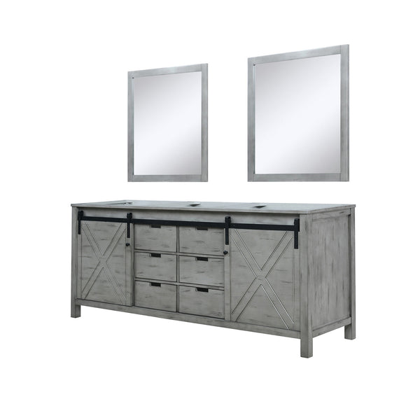 English Elm Ash Grey Double Bath Vanity 80" W x 22" D with Two Sinks, Mirrors & Ample Storage, Fully Assembled B2731S00928