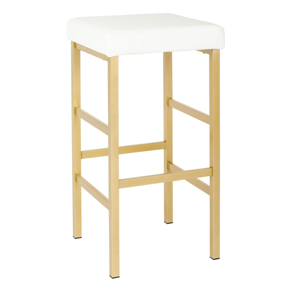 OSP Home Furnishings 30" Gold Backless Stool White