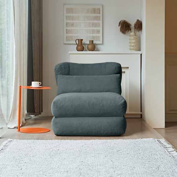 English Elm Cloud Corduroy Sleeper Chair Foldable High Density Foam Seat for Small Space Living Grey W1765P448641