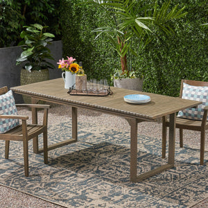 English Elm Outdoor Expandable Acacia Hardwood Dining Table with Slatted Top for Patio Spaces 62908.00GRY