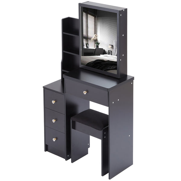 English Elm 29.2" Elegant Space-Saving Vanity Table Set With Stool & Sliding Mirror For Small Bedrooms & Apartments W936P202291