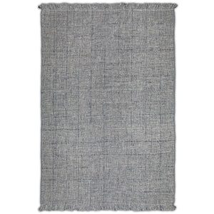 English Elm Tenney Handwoven 6x9 Wool Area Rug in Grey & Blue with Hand-Knotted Fringe, Durable 0.3" Thickness B136P188397