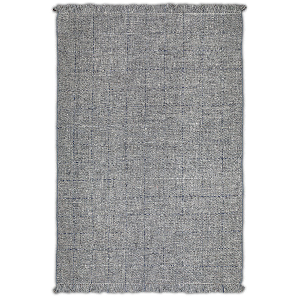 English Elm Tenney Handwoven 6x9 Wool Area Rug in Grey & Blue with Hand-Knotted Fringe, Durable 0.3" Thickness B136P188397