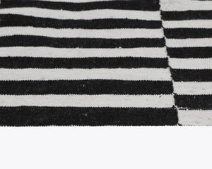 Sunpan Zigby Hand-Woven Rug - Sustainable Black and Ivory Design Perfect for Mid-Century Modern Spaces 6' X 9'