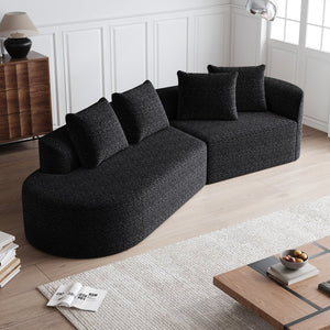 English Elm Modern Oversized Chenille Sectional Sofa - 112-Inch Curved Cloud Couch With 4 Pillows For Cozy Living W834P323319
