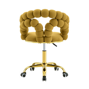 English Elm Modern Velvet Bubble Back Swivel Chair Glam Upholstered Seat for Vanity or Desk Gold,Yellow W3875P442946
