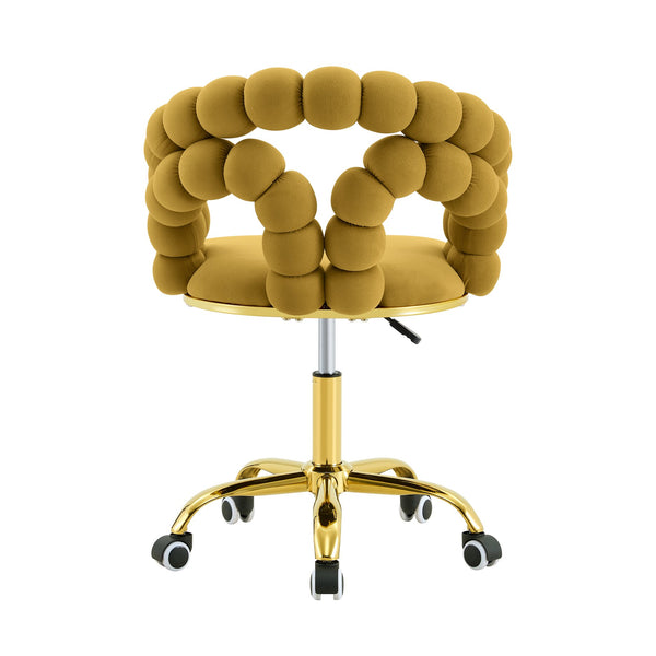 English Elm Modern Velvet Bubble Back Swivel Chair Glam Upholstered Seat for Vanity or Desk Gold,Yellow W3875P442946