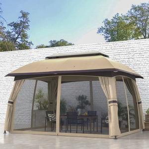 English Elm Outsunny 10' X 13' Outdoor Patio Gazebo Canopy With Ventilated Roof And Mesh Netting For Comfort W2225P174245-GIGA