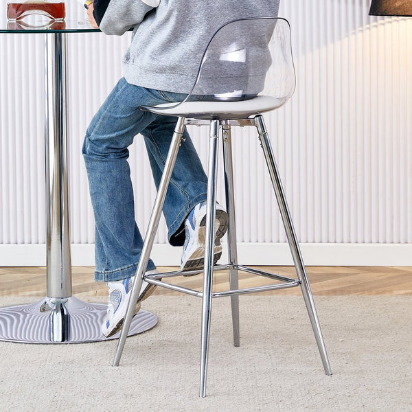 English Elm Modern Pu Leather Upholstered Barstools with Slim Metal Legs for Kitchen Counter Seating W1151P154367